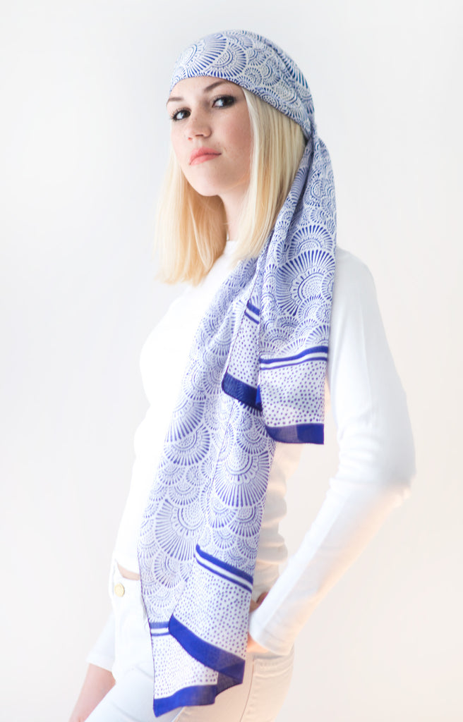 Scarf in Ripples Blue