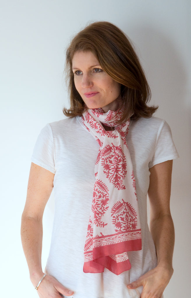 Scarf in Rose on Natural