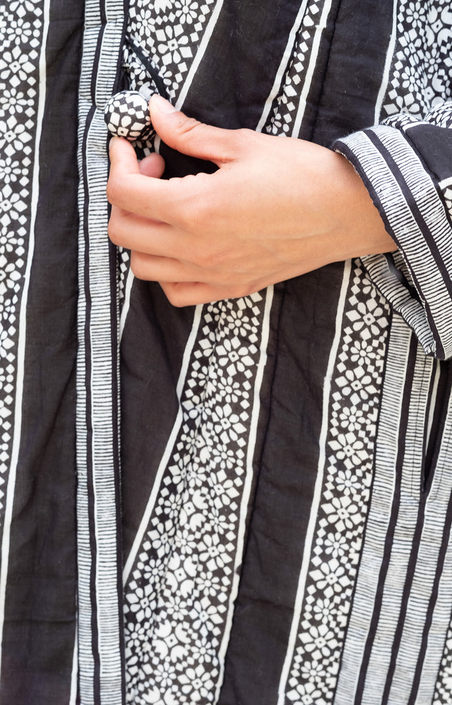 Petite Quilted Robe in Soho Stripe
