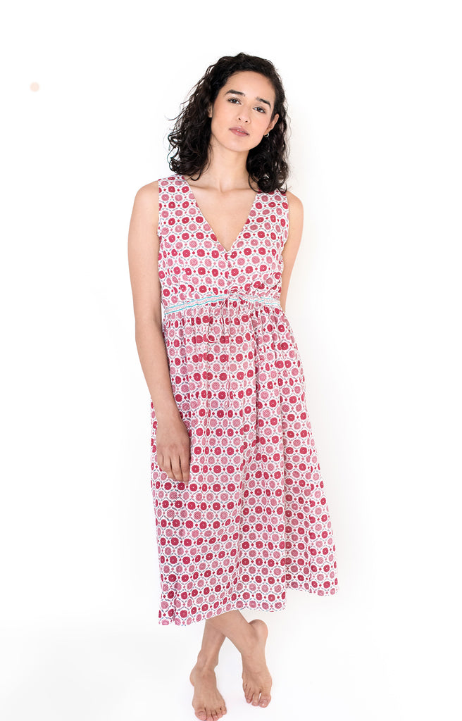 Button Sundress in Sweet Rose