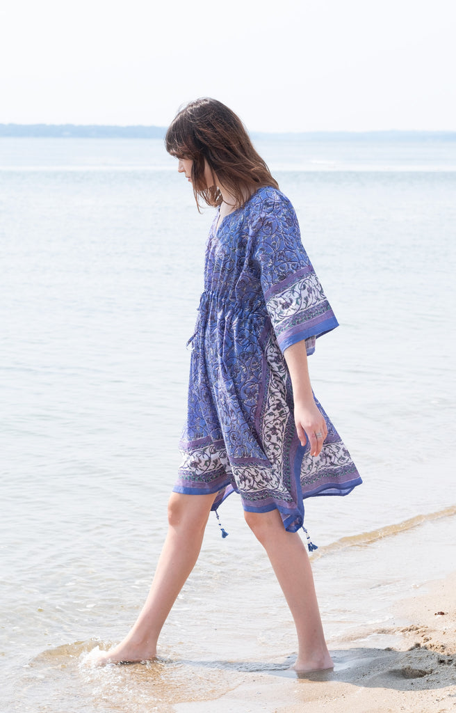 Peasant Tunic in Swirling Iris