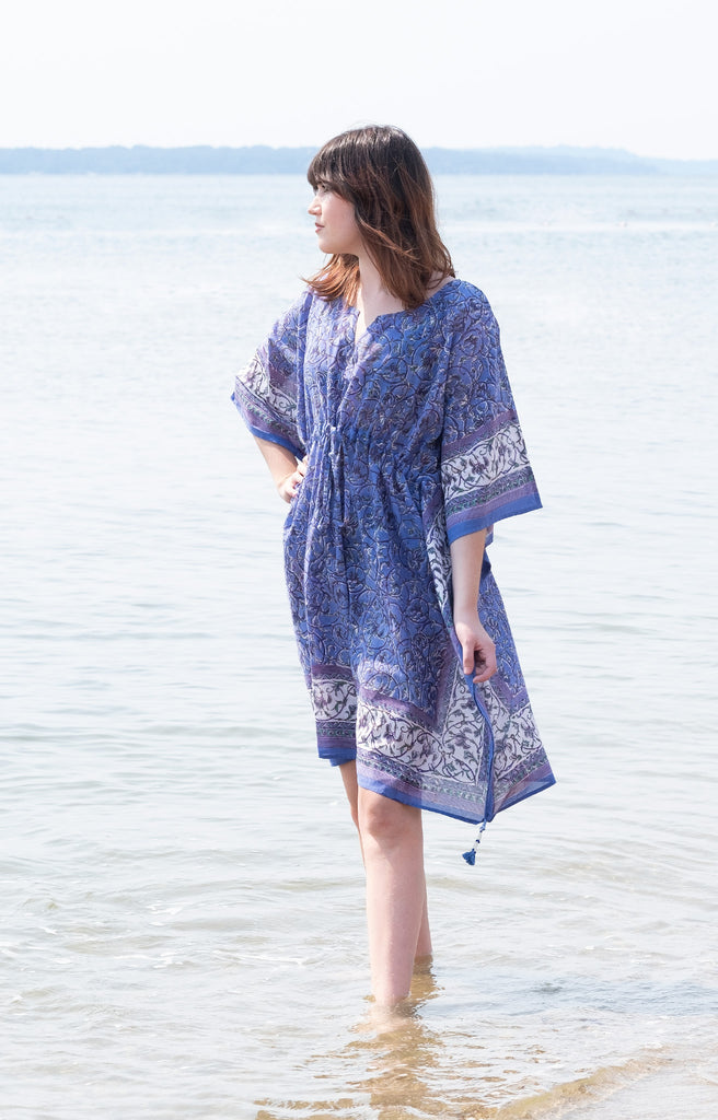 Peasant Tunic in Swirling Iris