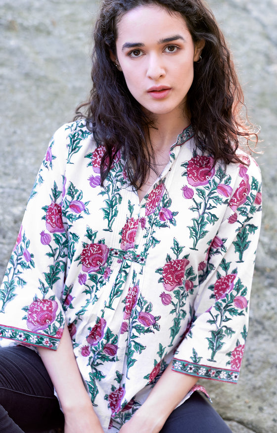 Pintuck Blouse in Tea Rose