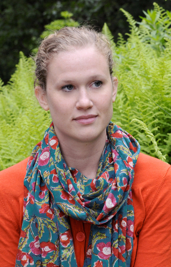 Scarf in Teal Floral