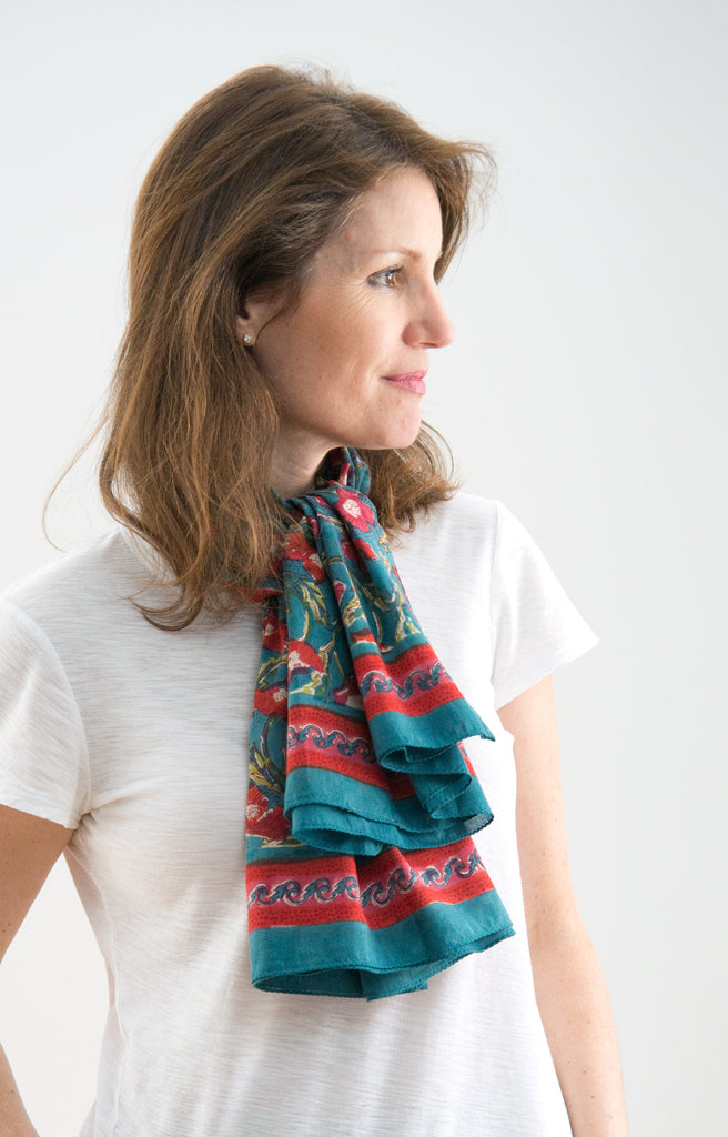 Scarf in Teal Floral