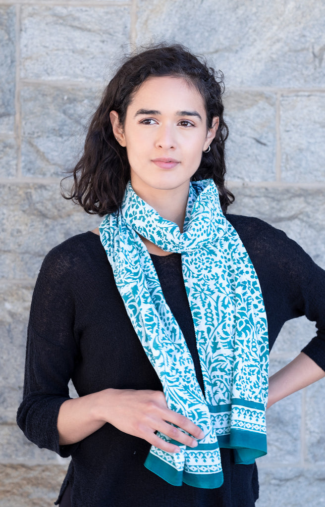 Scarf in Teal Stencil